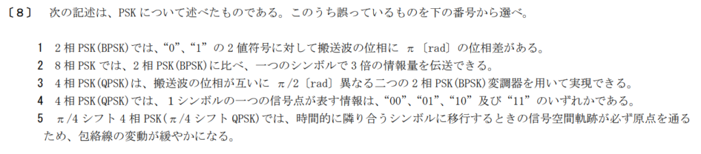令和5年2月期午前　第一級陸上特殊無線技士　無線工学　問8